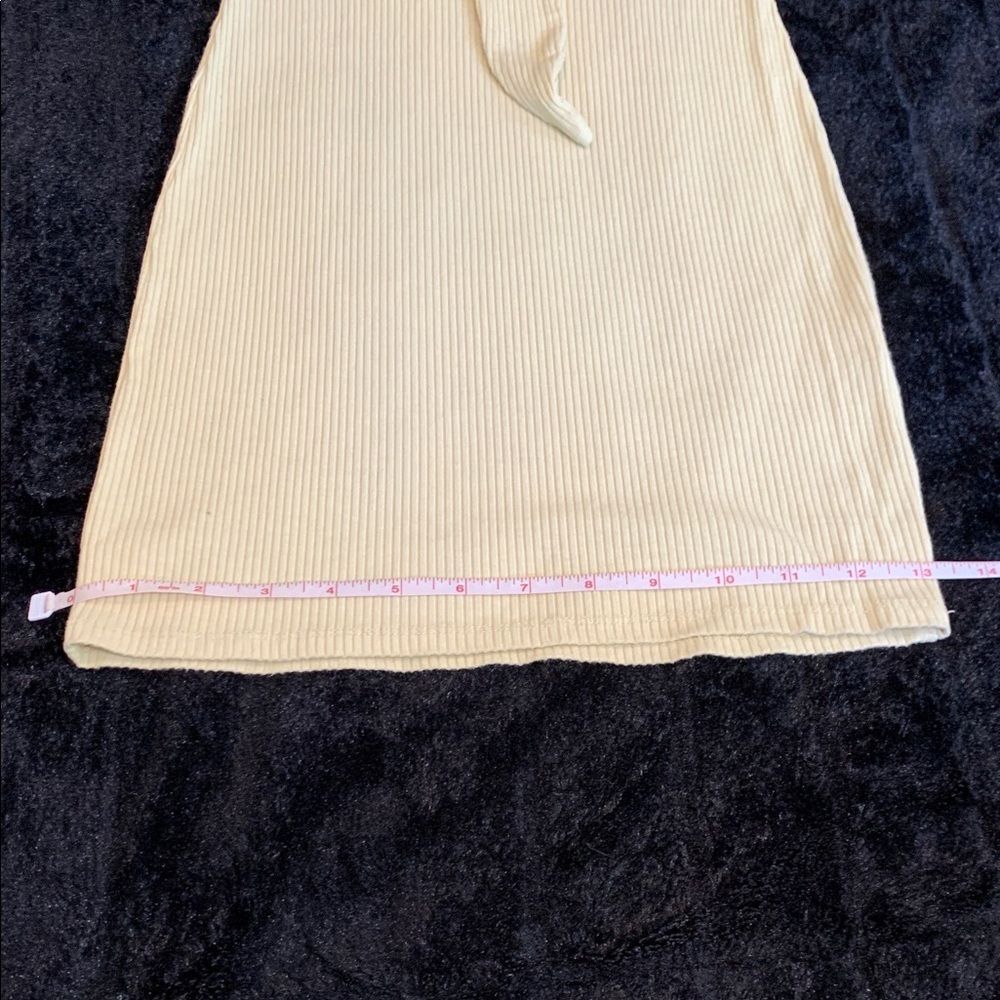 Bear Dance Spring Easter Pastel Yellow Ribbed Tie-Front Mini Dress Size Small - Picture 8 of 8